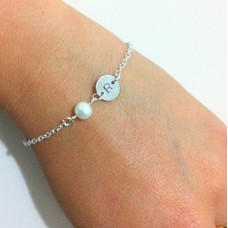 Personalized Initial Pearl Floating Bracelet
