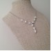Petite Wedding Necklace Pearl Rhinestone Bridal Necklace, Pearl Y Drop Necklace